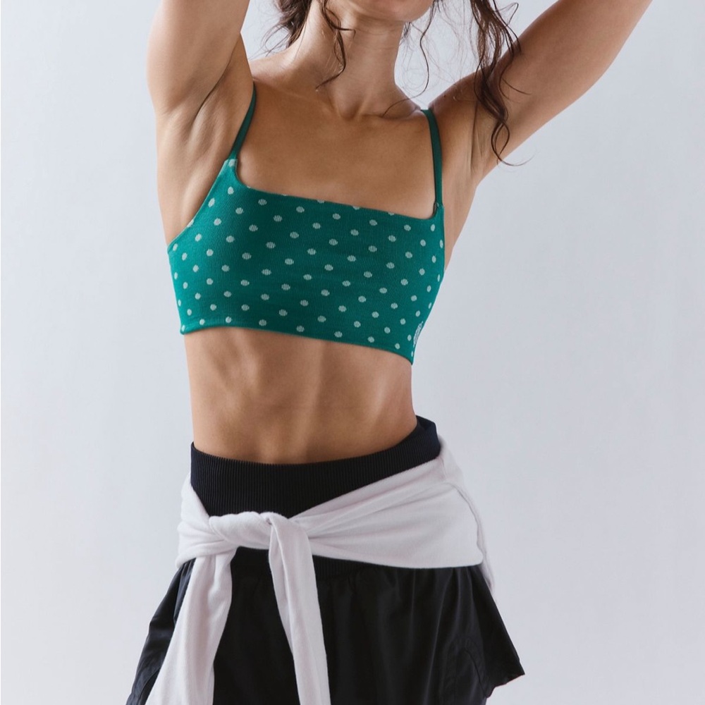NWT FP Movement Tighten Up Reversible Polka Dat Bra - Emerald Green